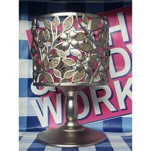 BBW Silver Dogwood 3 Wick Candle Pedestal / Holder Home Fragrance Decor